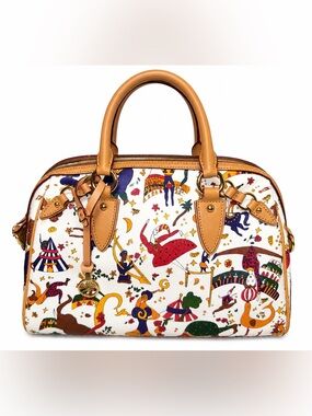 Piero Guidi Magic Circus Satchel Handbag White Leather Like New